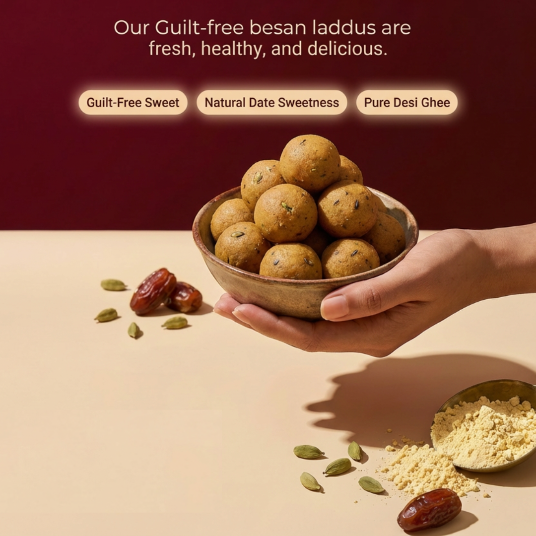 Guilt-free besan laddu product details by Kaashi Foods